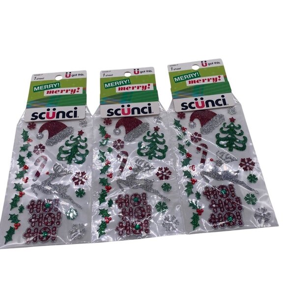 Lot of 3 Scunci U Got This Christmas Stickers 53589P Glittery Holiday Designs - Picture 3 of 7